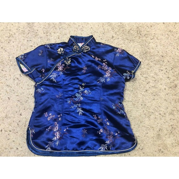 Authentic SOLZ SQUIRREL size 6 Girls Top/Pants BLUE SATIN Oriental Asian SET Z21 - Picture 2 of 12